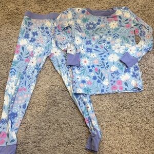 Little Sleepies Floral Blue Kids Pajamas GUC